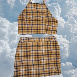 DOLLS KILL Yellow plaid skirt & halter 2-piece set